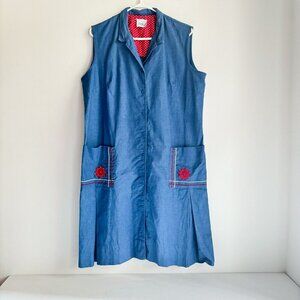 Vintage Nancy Wayne Nautical Sailor Theme Sleeveless Cotton Dress L